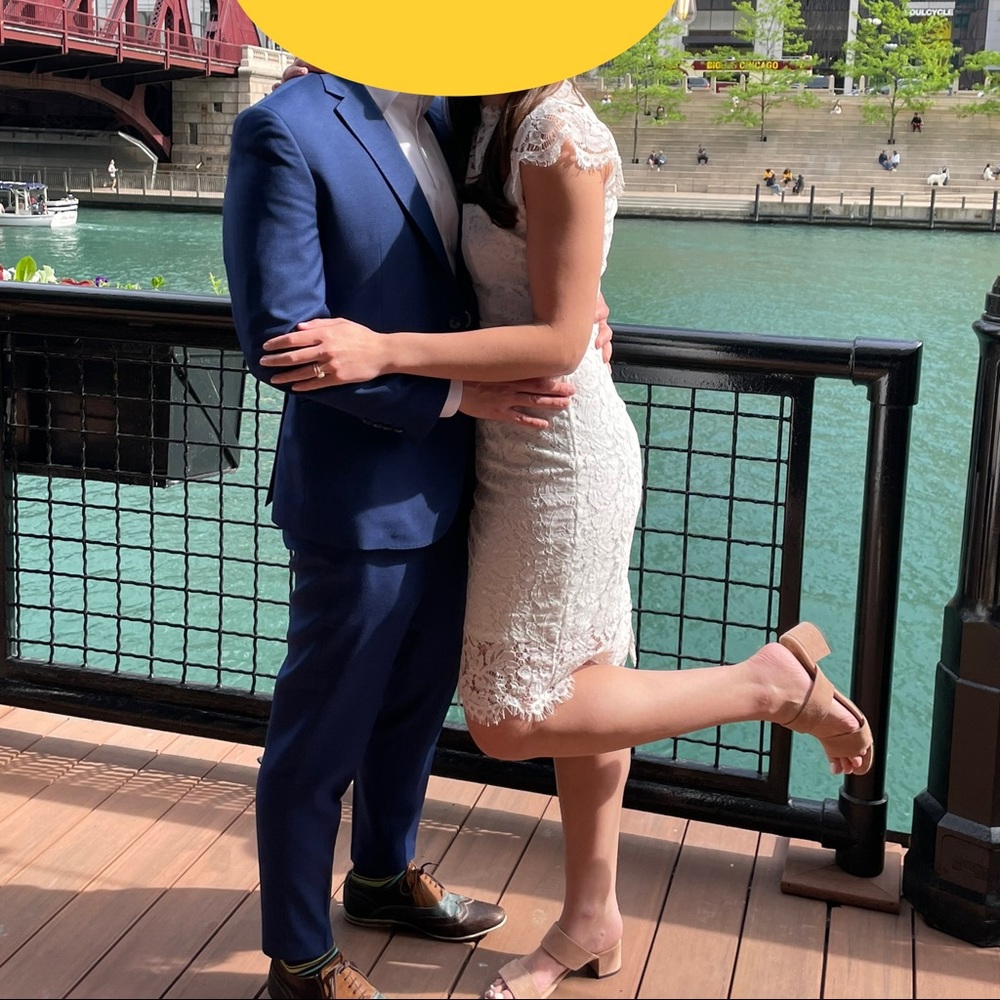 White bridal shower/ bride lace dress